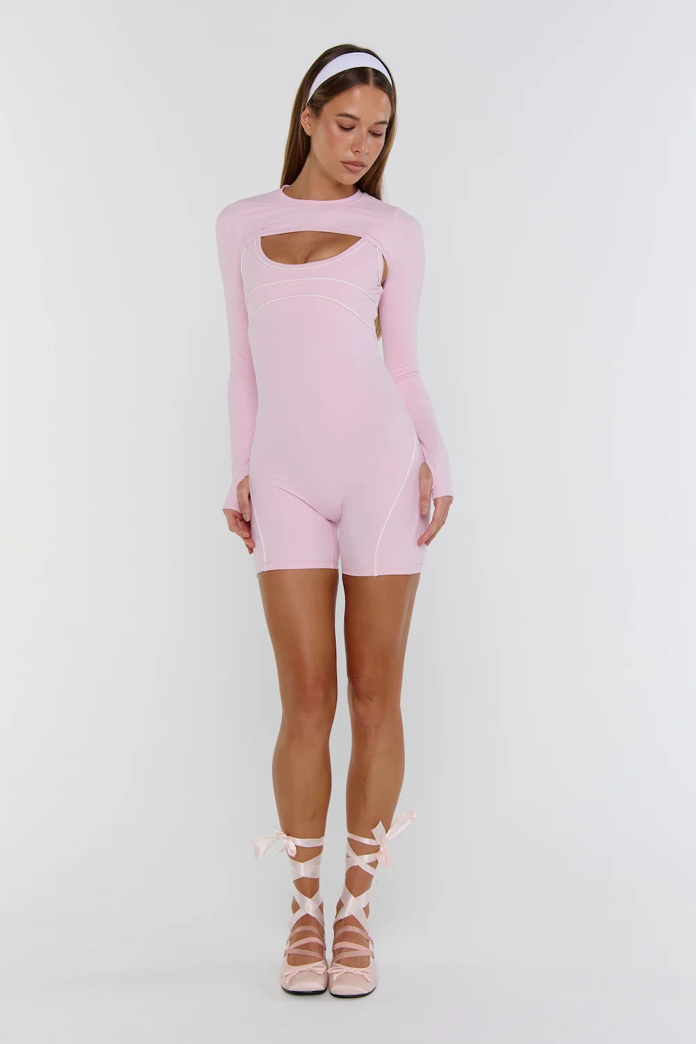 Astoria Airvíve Short Onesie - Pink/Cream - Image 6