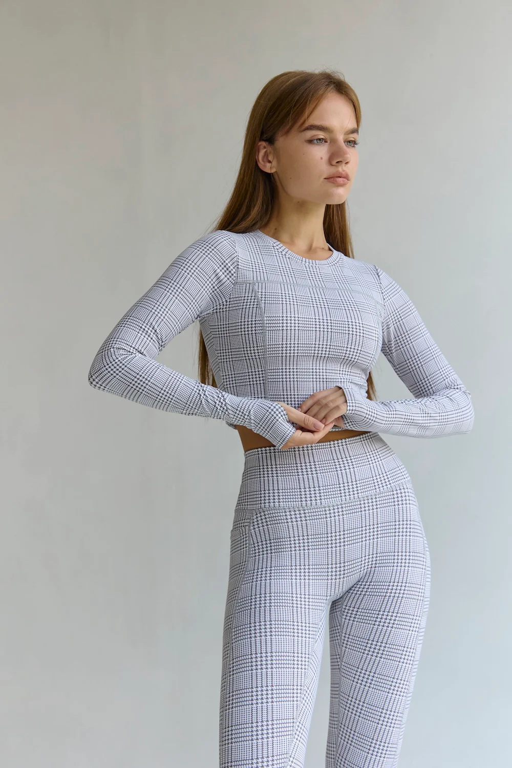 Astoria Airvíve Staple Sleeved Crop - Grey Plaid - Image 7
