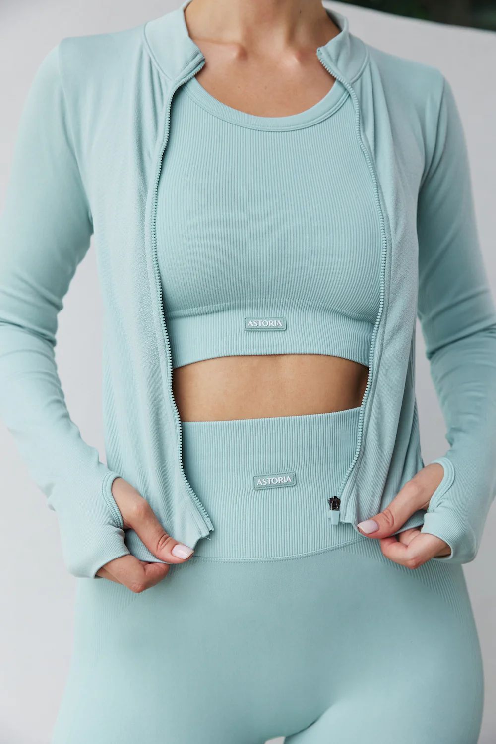 Astoria CONTOUR Ribbed Seamless Sports Crop - Seafoam - Image 6