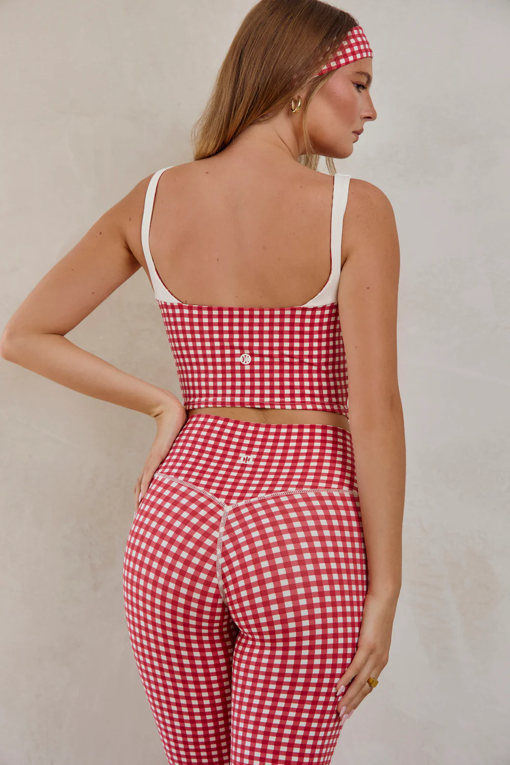 Astoria LUXE BALANCE Colorblock Sports Crop - Red Gingham - Image 3