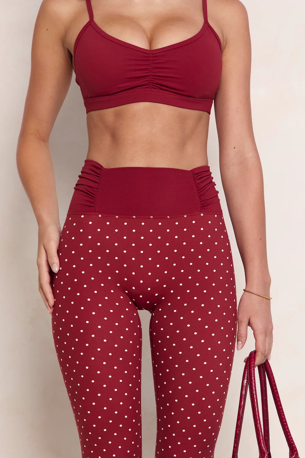 Astoria LUXE BALANCE Ruched Legging - Merlot Polka - Image 6