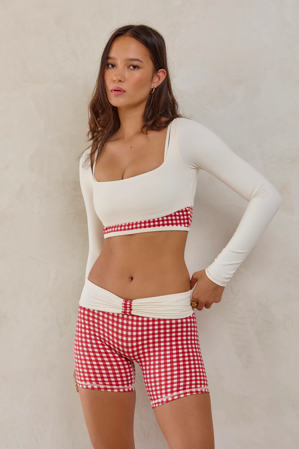 Astoria LUXE BALANCE Ruched Short - Red Gingham - Image 4