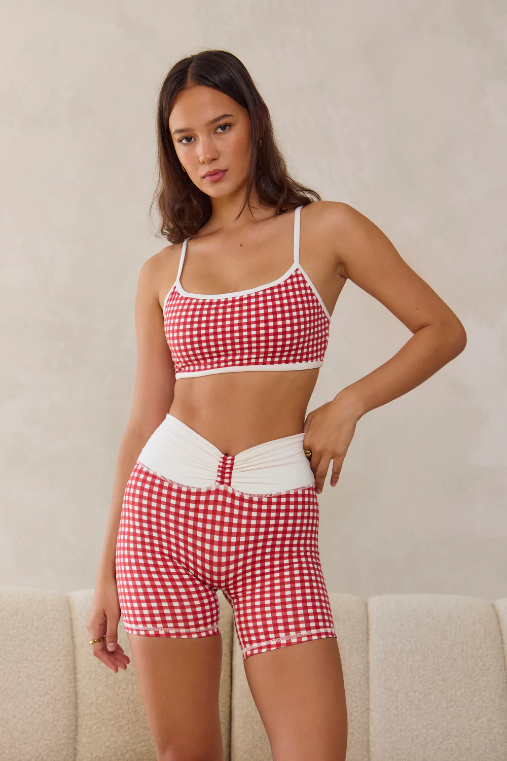 Astoria LUXE BALANCE Ruched Short - Red Gingham - Image 6