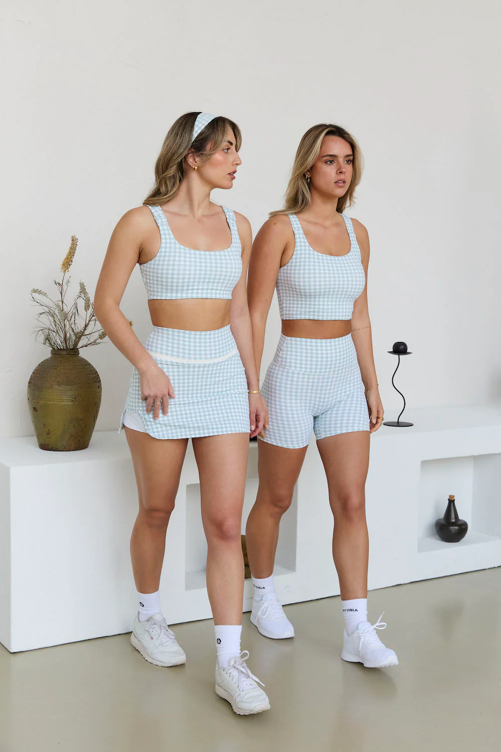 Astoria LUXE BALANCE Ruched Sports Crop - Jade Gingham - Image 7