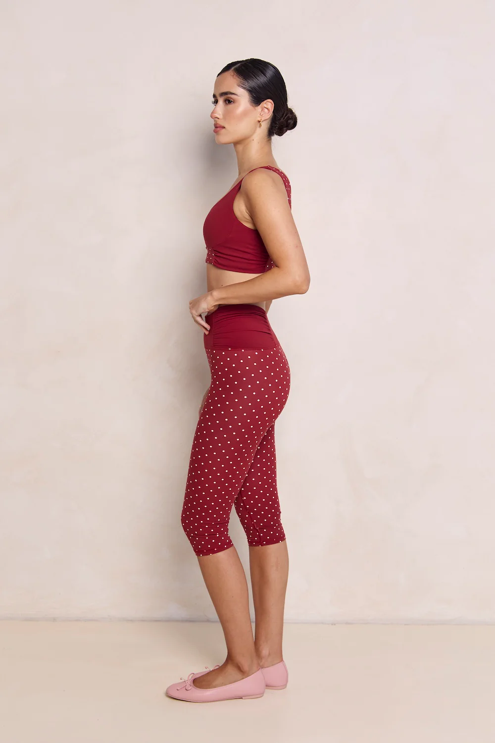 Astoria LUXE BALANCE Ruched Sports Crop - Merlot Polka - Image 6