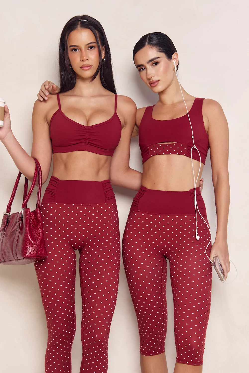 Astoria LUXE BALANCE Ruched Sports Crop - Merlot Polka - Image 7