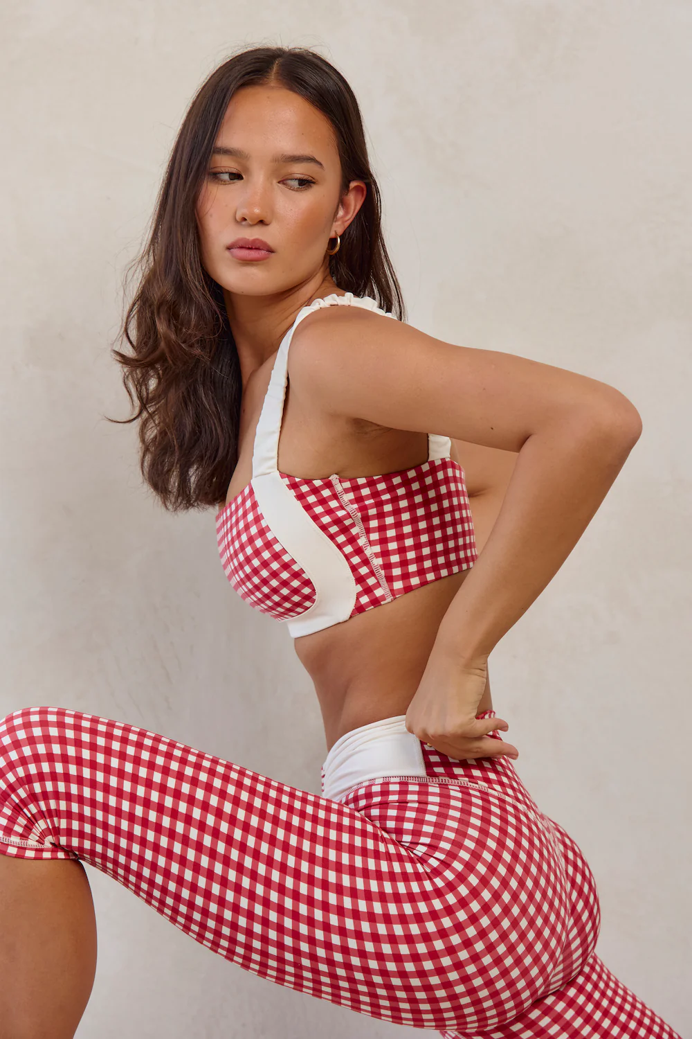 Astoria LUXE BALANCE Ruched Sports Crop - Red Gingham - Image 6