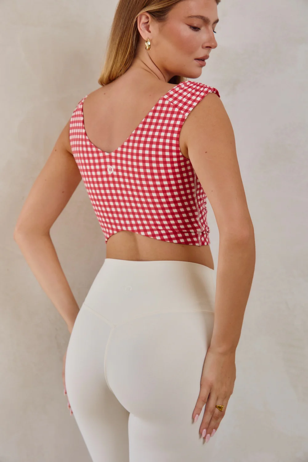 Astoria LUXE BALANCE Ruched V-Neck Crop - Red Gingham - Image 2