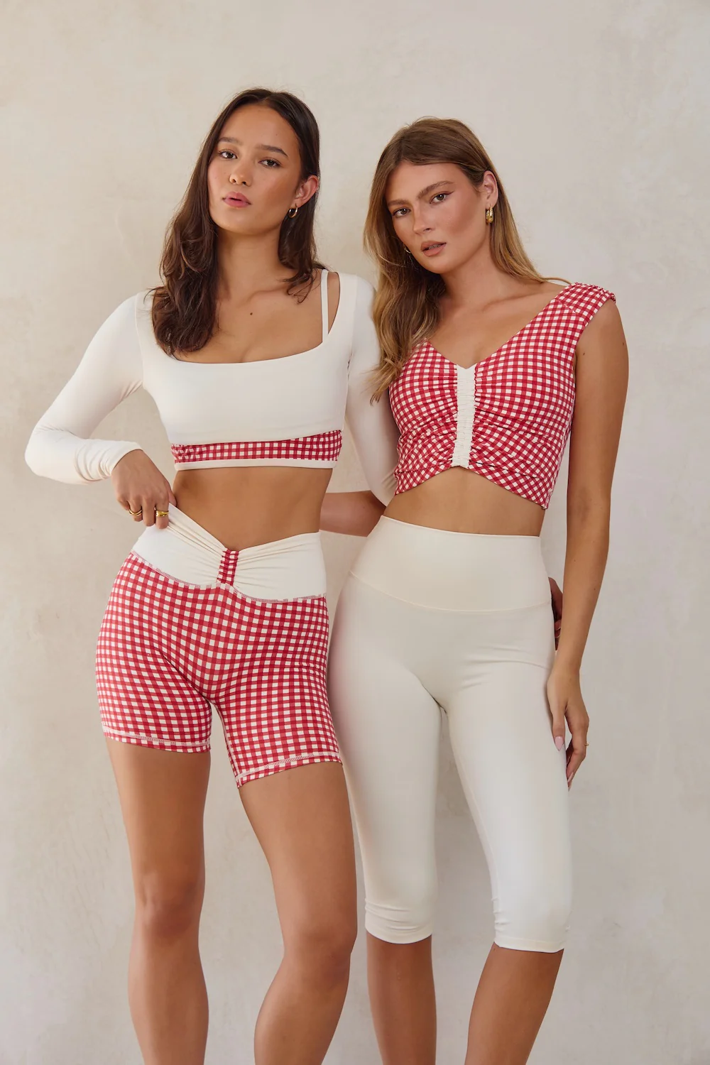 Astoria LUXE BALANCE Ruched V-Neck Crop - Red Gingham - Image 4