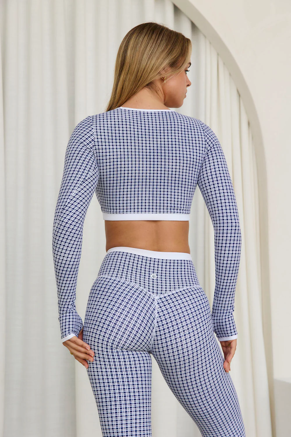 Astoria LUXE BALANCE Staple Sleeved Crop - Blue Lattice - Image 3