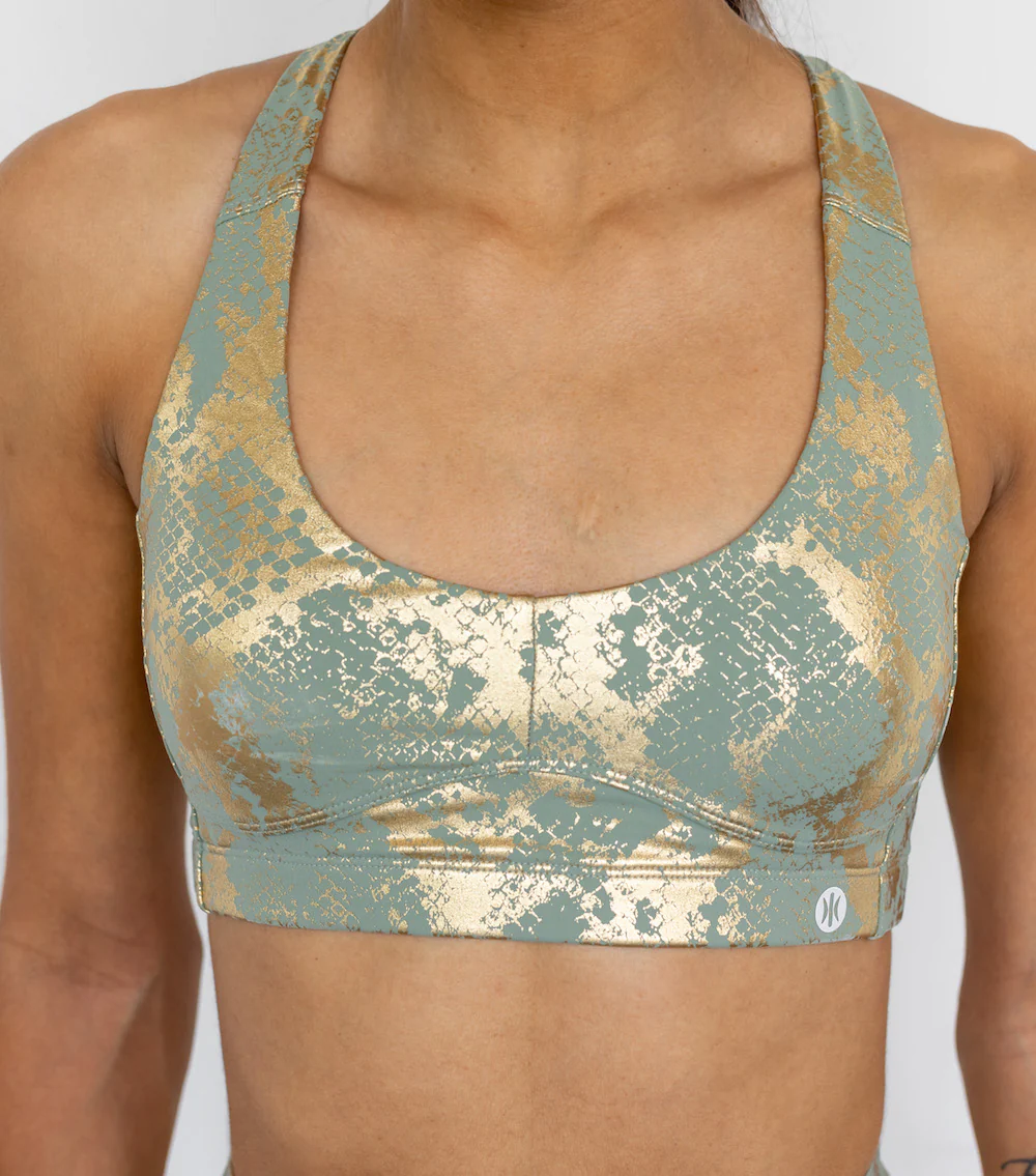 Astoria LUXE METALLIC Series Sports Bra - Taupe Green - Image 5