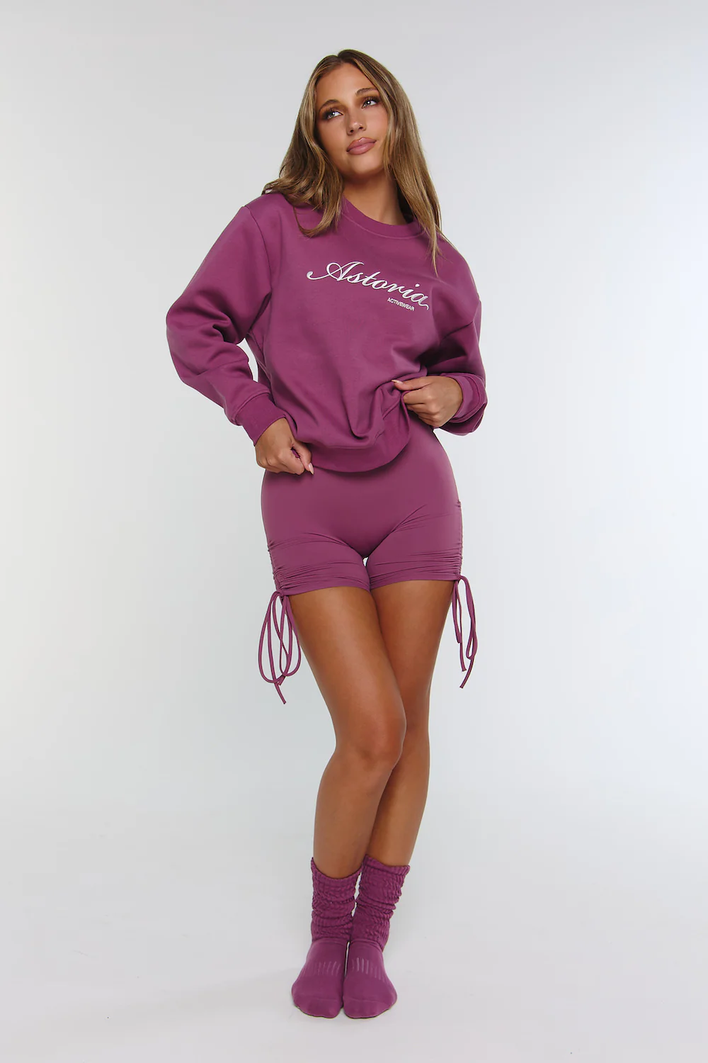 Astoria Ruched Grip Socks  - Sugarplum - Image 6