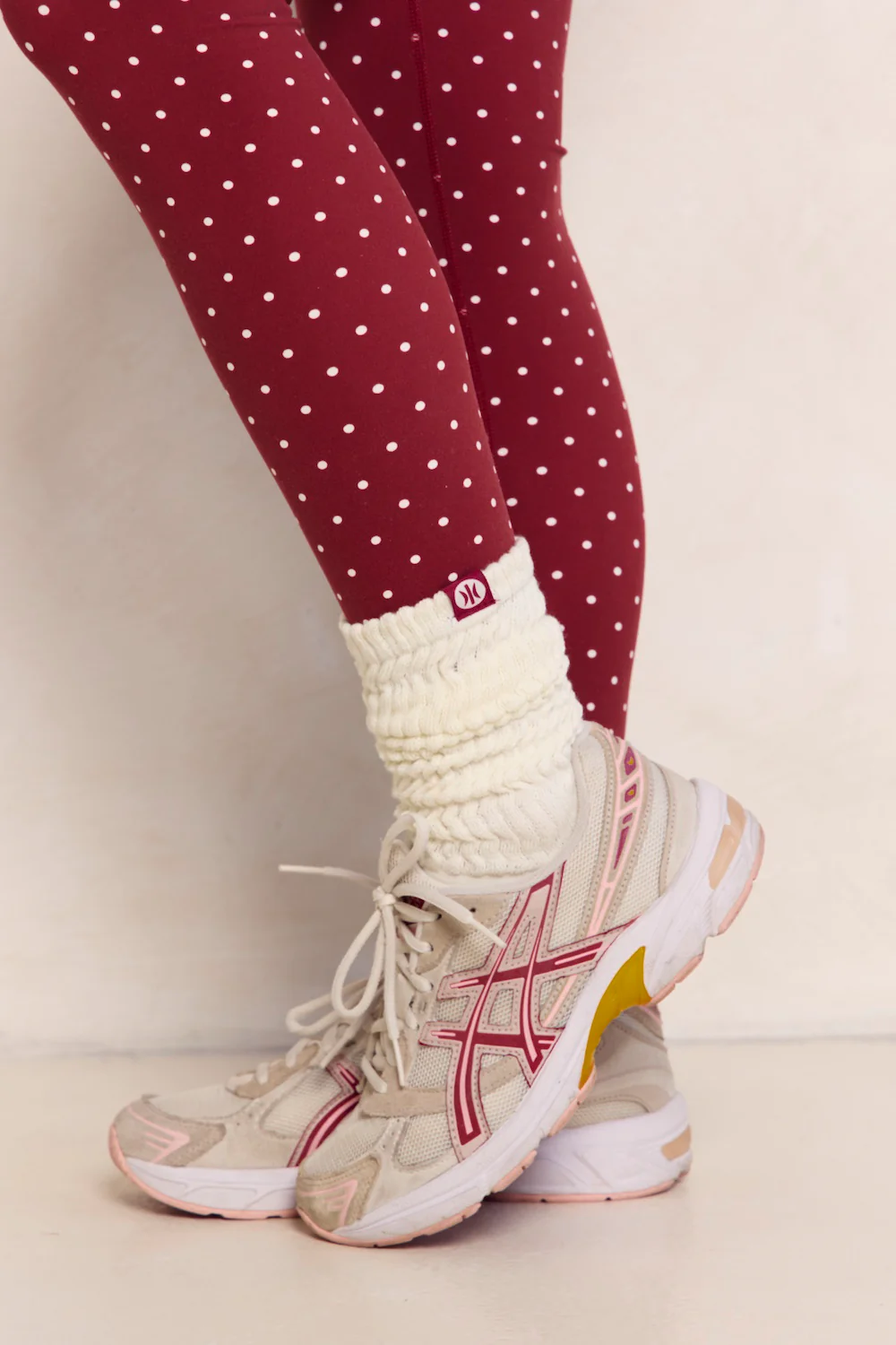 Astoria Ruched Socks  - Merlot/Cream - Image 2