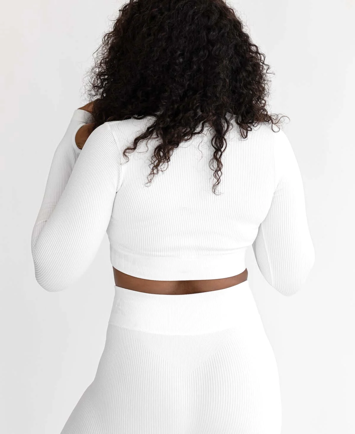 Astoria Seamless Ribbed Series Zip Crop - White - Image 4