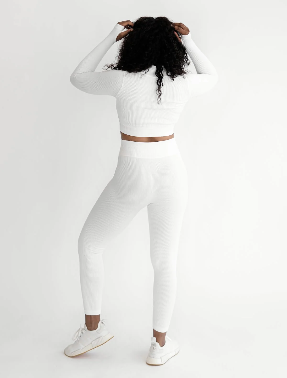 Astoria Seamless Ribbed Series Zip Crop - White - Image 5